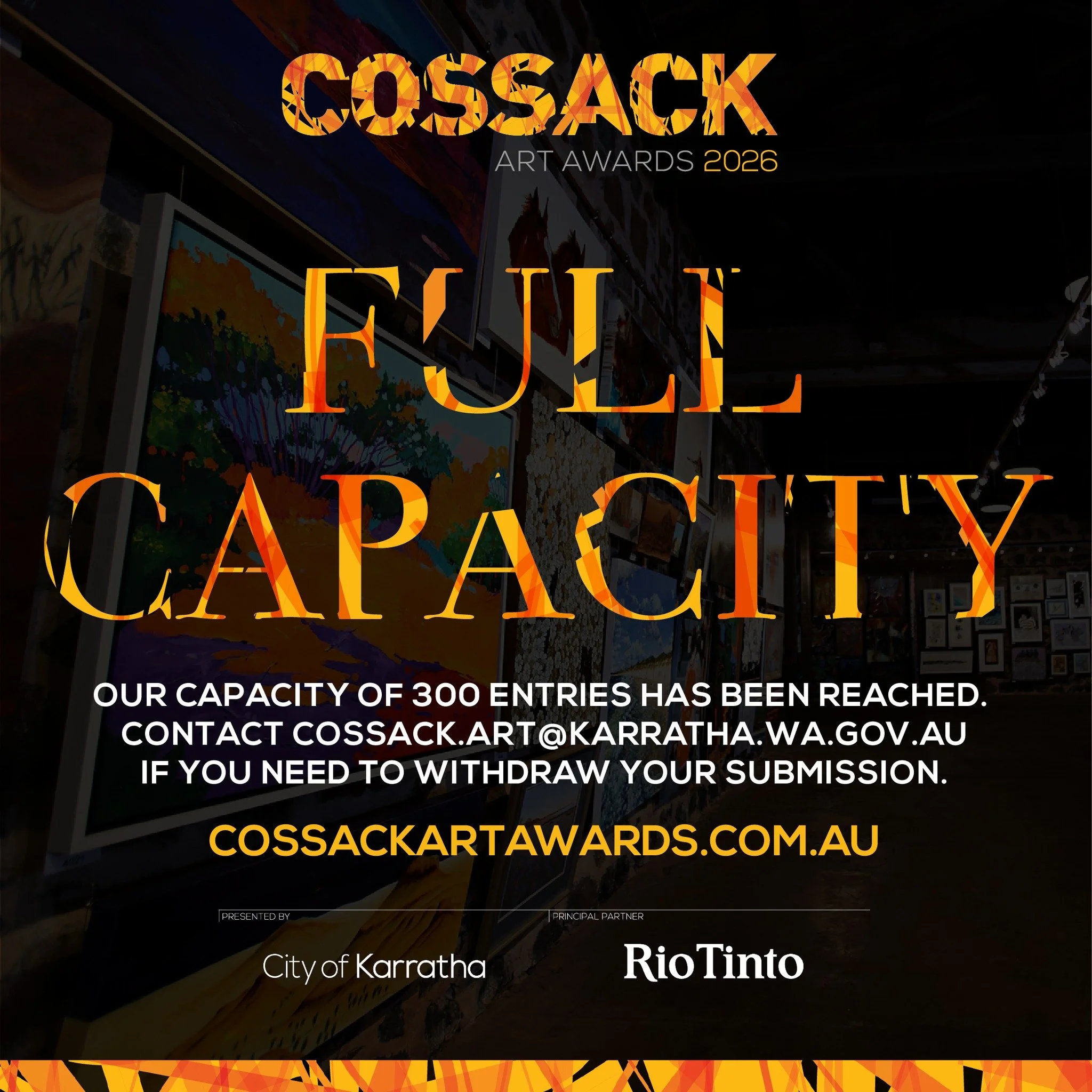 We've reached capacity for our Cossack Art Award entries! Thanks to everyone who's entered this year, we can't wait to see everything show up. 

If you've submitted an entry and will no longer be able to deliver your artwork, please let us know so we