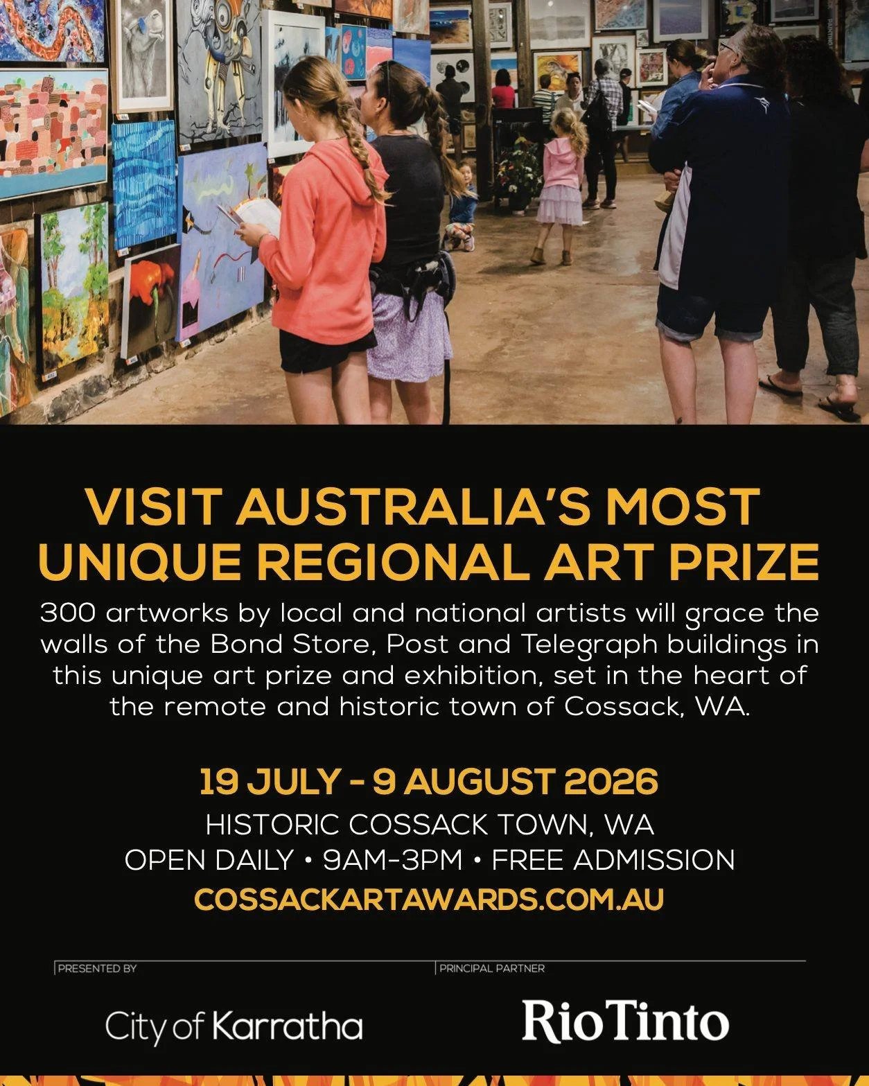 We're open daily from 9am to 3pm, including this FeNaClNG Festival long weekend!

Come enjoy the amazing artworks in the peaceful historic town of Cossack, meet Artist in Residence Jenna Pickering, and make the most of the gorgeous weather. 

Remembe