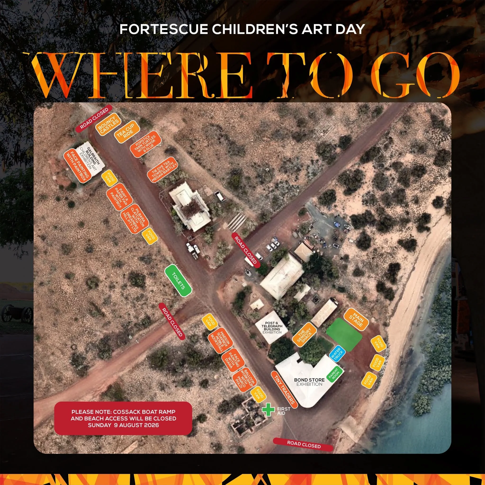 Fortescue Children's Art Day will close the 2026 Cossack Art Awards this Sunday from 9am to 2pm (gallery access closes at 3pm), with loads of live entertainment, free workshops, rides, and the Children's Art Award winners and Realmark People's Choice