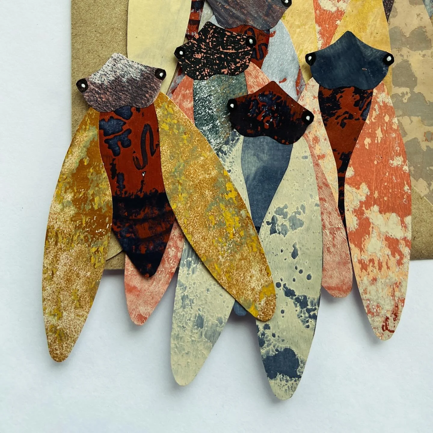 Hello cicadas! #cicadas #monoprintcollage #gelliprint #emilyengel #inprogress