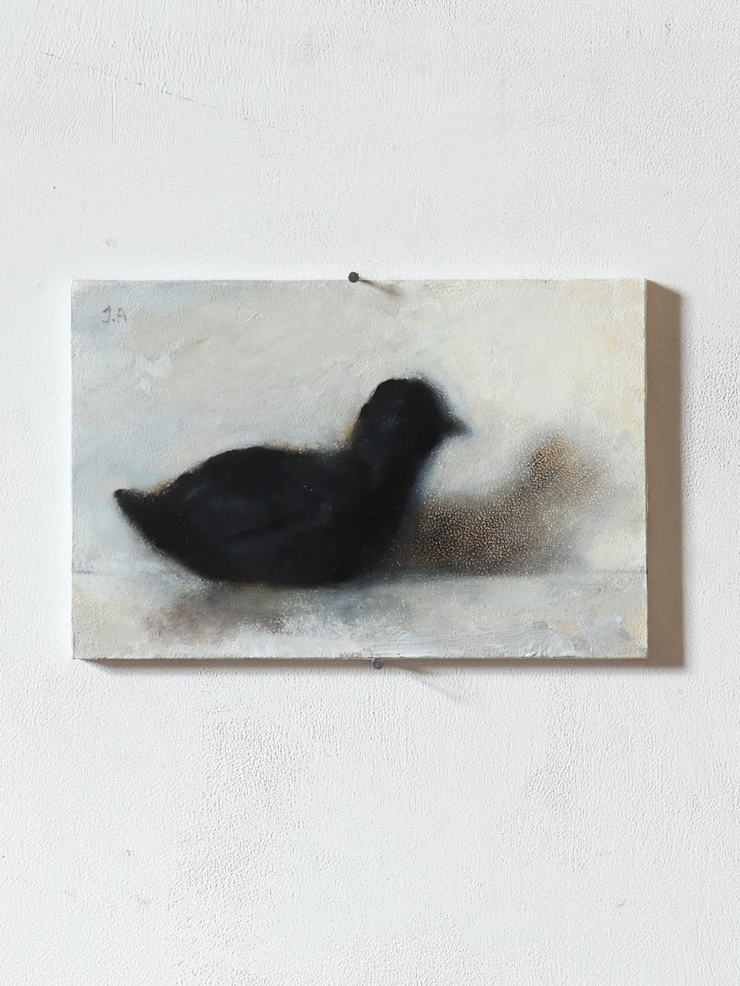 painting of a clay bird, 25cmx15cm oil on wood