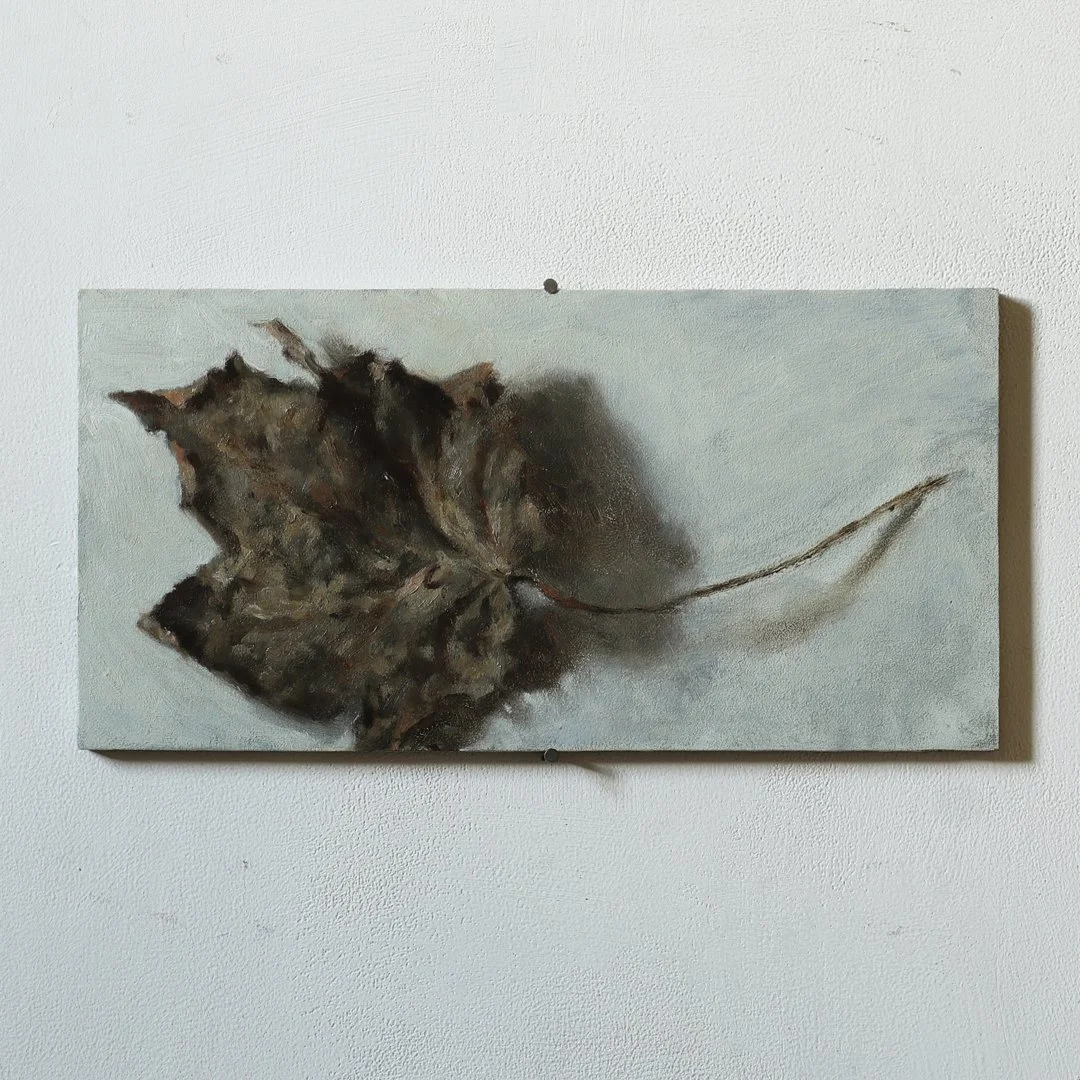 Leaf study 30cmx15cm oil on wood