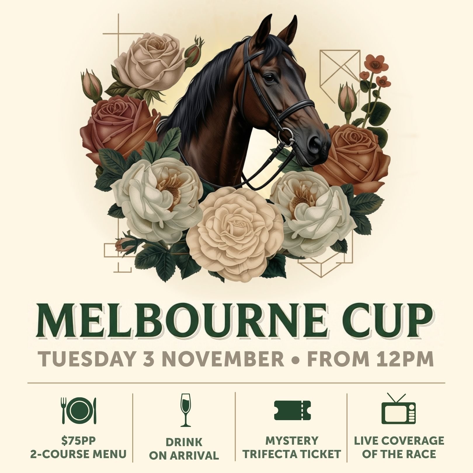 The Belroy Hotel Melbourne Cup Event Graphic