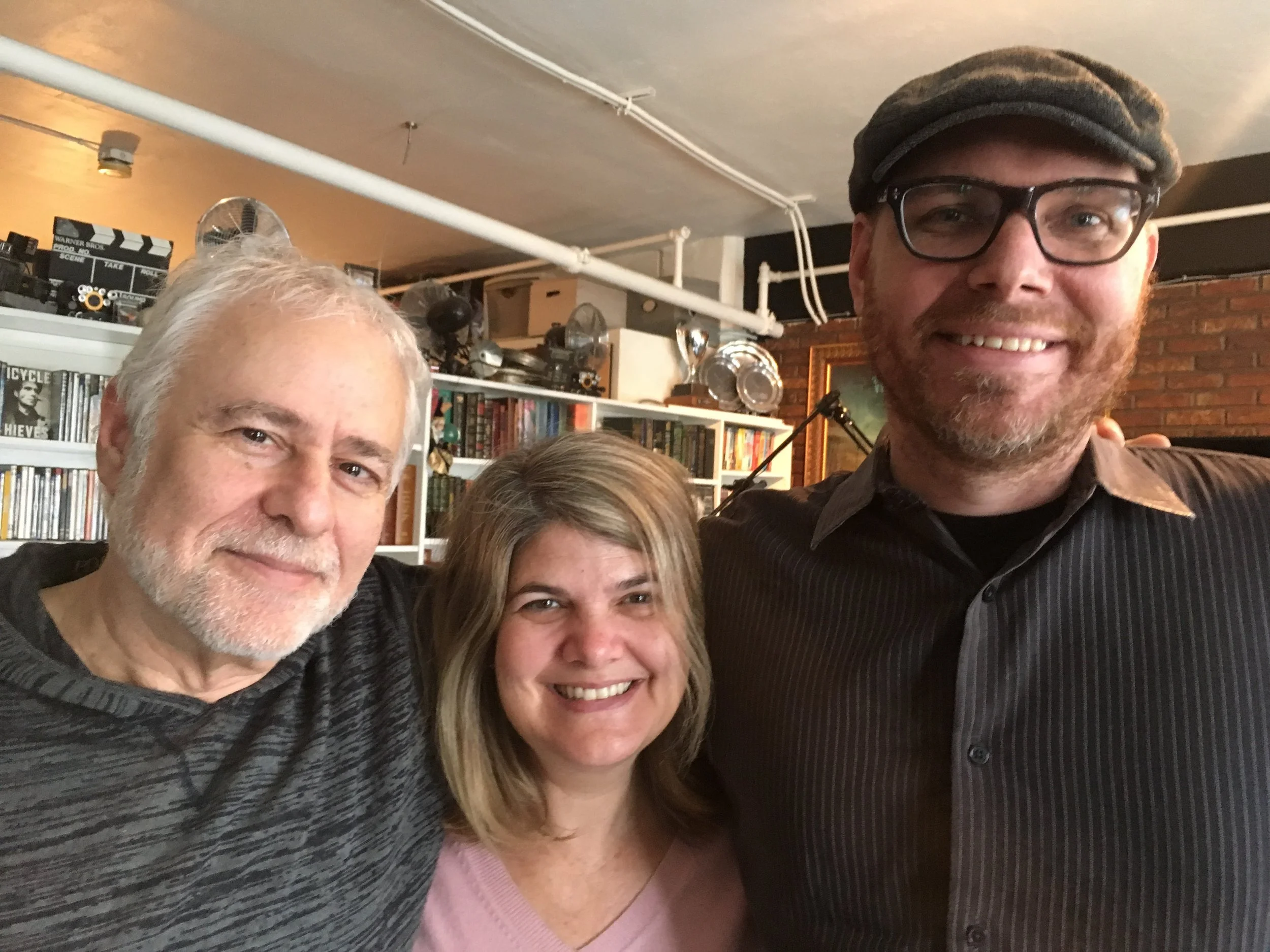 Ira, Kristiina, and Robert pose alongside this week's special guest: THE POPE! &nbsp;(I think he got a little cut off in this picture, but he was a 'hell' of a guest!)