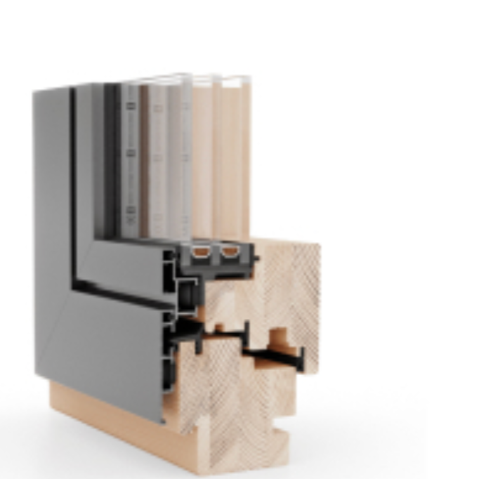 Fenêtre bois-aluminium Naturo 80 Alu Gemini Cube