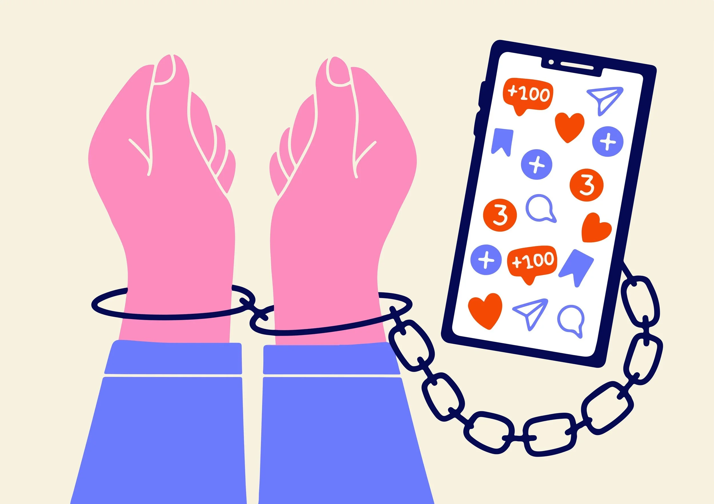 Image of chained hands linking to a smartphone