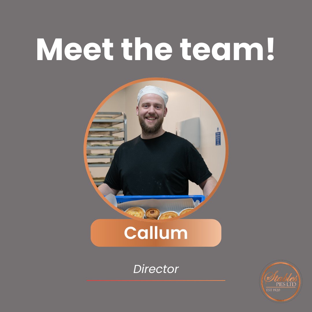 Up next in our meet the team series, we have interviewed CALLUM🙌⁠
⁠
⁠❓How long have you worked at Stables Pies?⁠
👉Four years⁠
⁠
❓What is your job role?⁠
👉Director ⁠
⁠
❓What is your favourite thing about working at Stables Pies?⁠
👉Working with the