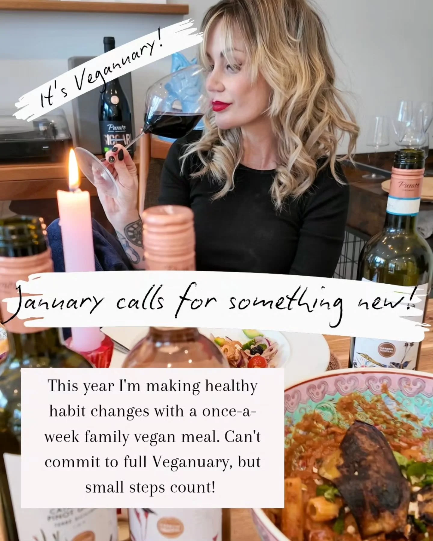 It's always try January for me! 

This year, I'm incorporating more plant-based meals into our routine. Can't commit to full Veganuary, but small steps count! Vegan food calls for vegan wines!!

Last night was all about Pasta alla Norma and Panzanell