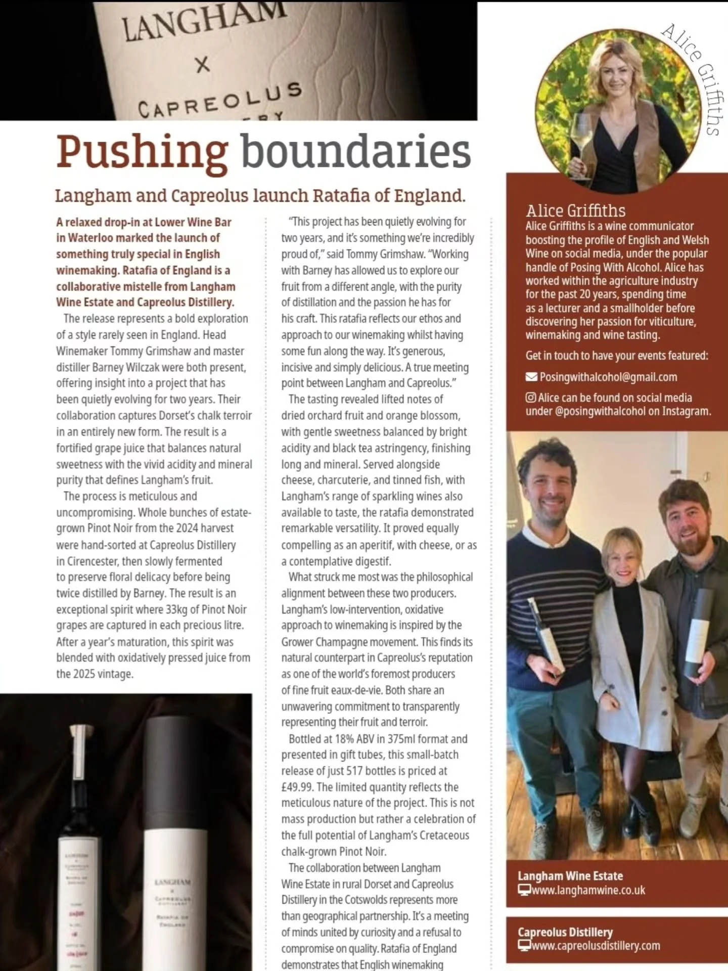 My latest columns for Vineyard Magazine!

Find out all about @langhamwinery Wine Estate and @capreolusdistil "Ratafia of England" - a fortified mistelle that's been two years in the making. Tommy Grimshaw and Barney Wilczak have created som
