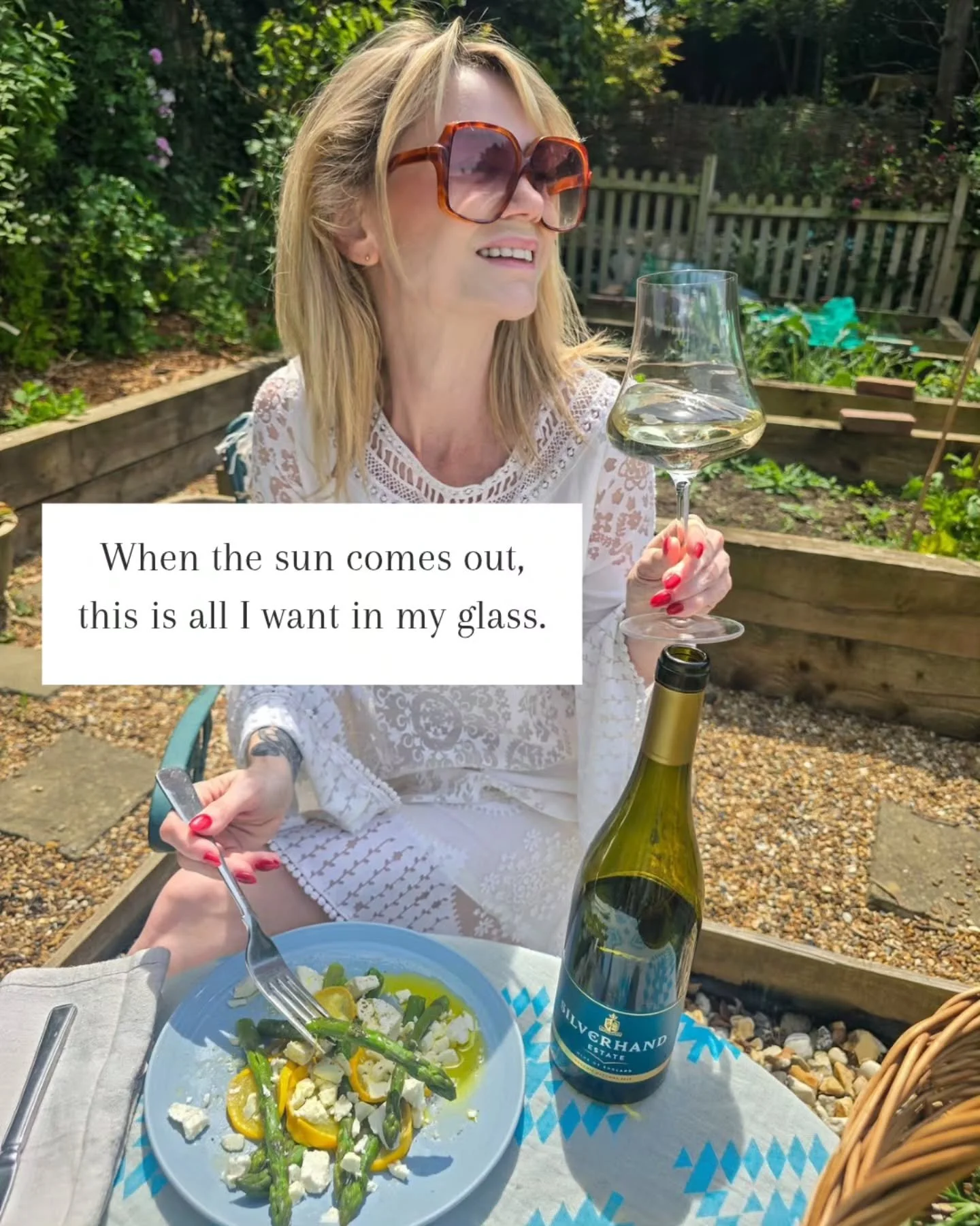 When the sun decides to make a comeback, I&rsquo;ll be ready with something cold, aromatic, and zesty.&nbsp;[Ad

@SilverhandEstate Organic Bacchus. The dreamiest companion for escaping to the allotment and losing an afternoon in the sunshine.

Paired