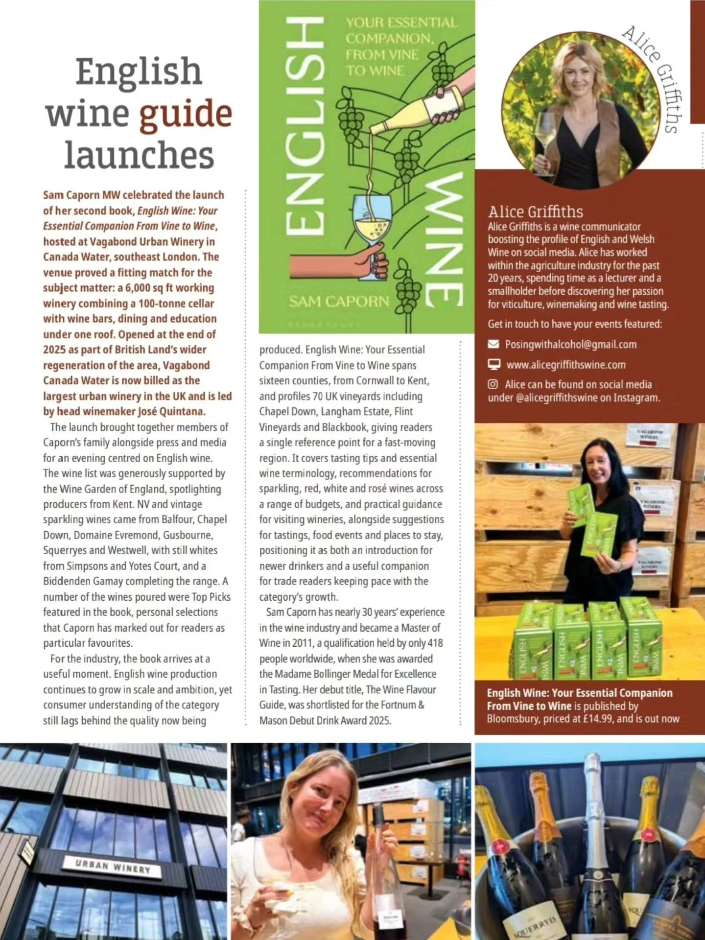 Latest edition of @vineyardmaggb is out now!

This month I&rsquo;m covering two very different events in the world of English wine!

First up, it's off to @vagabondurbanwinery in Canada Water for the launch of. @themistressofwine Sam Caporn MW&rsquo;