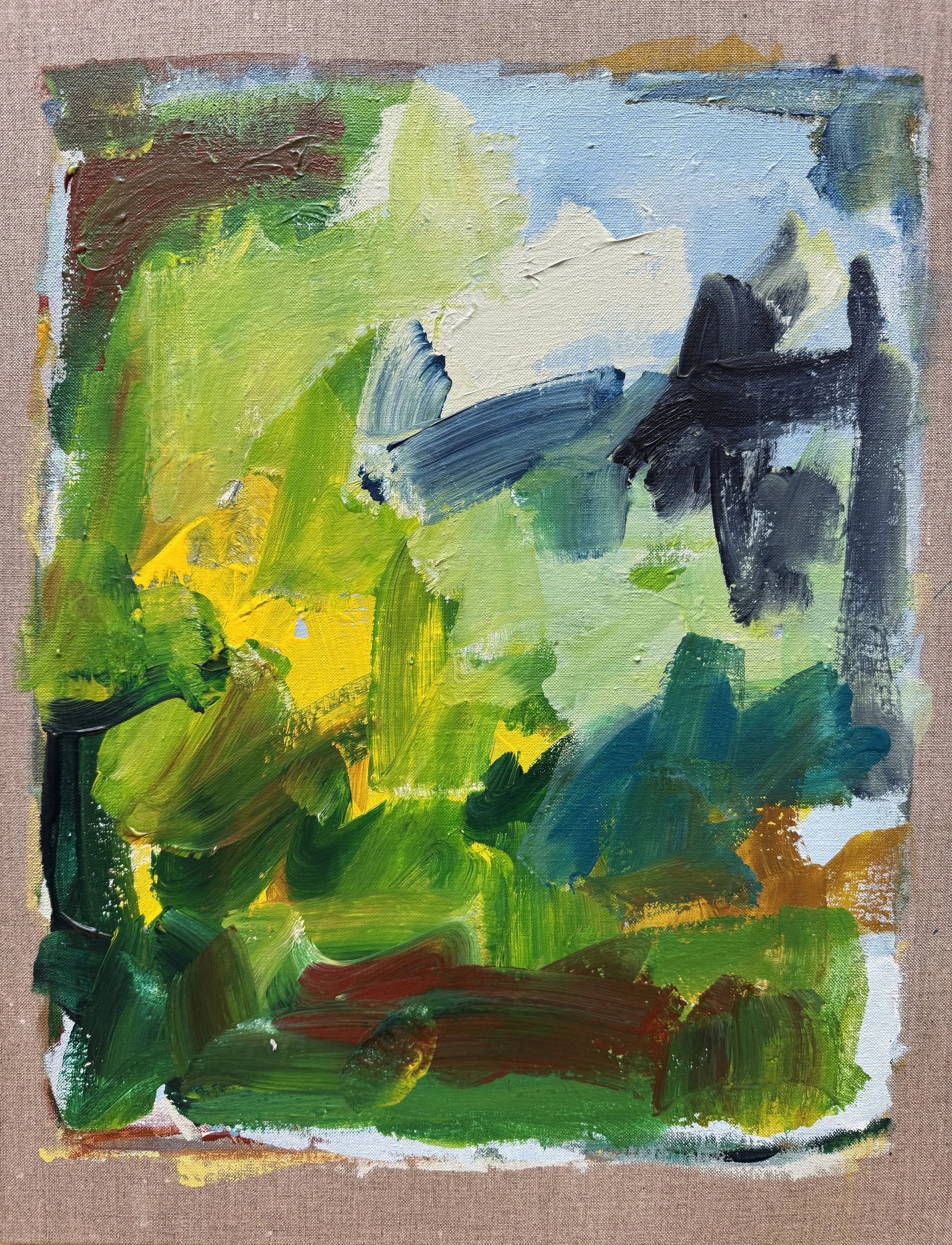 Yellow in Blue. 2024. Acrylic on linen. 50x40cm.