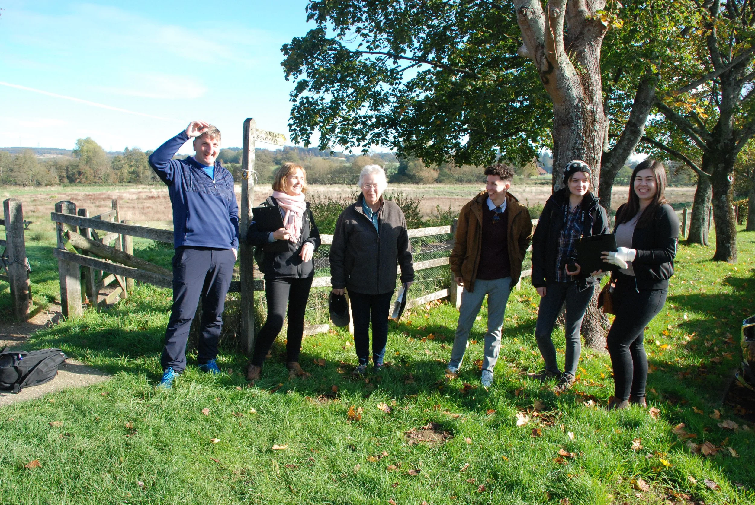 Reviewing walking and cycling routes with Deacon Design team - left to right - Phil, Alison Thorpe SDNPA, Jane Crawford MAC, Marianna, Amber.