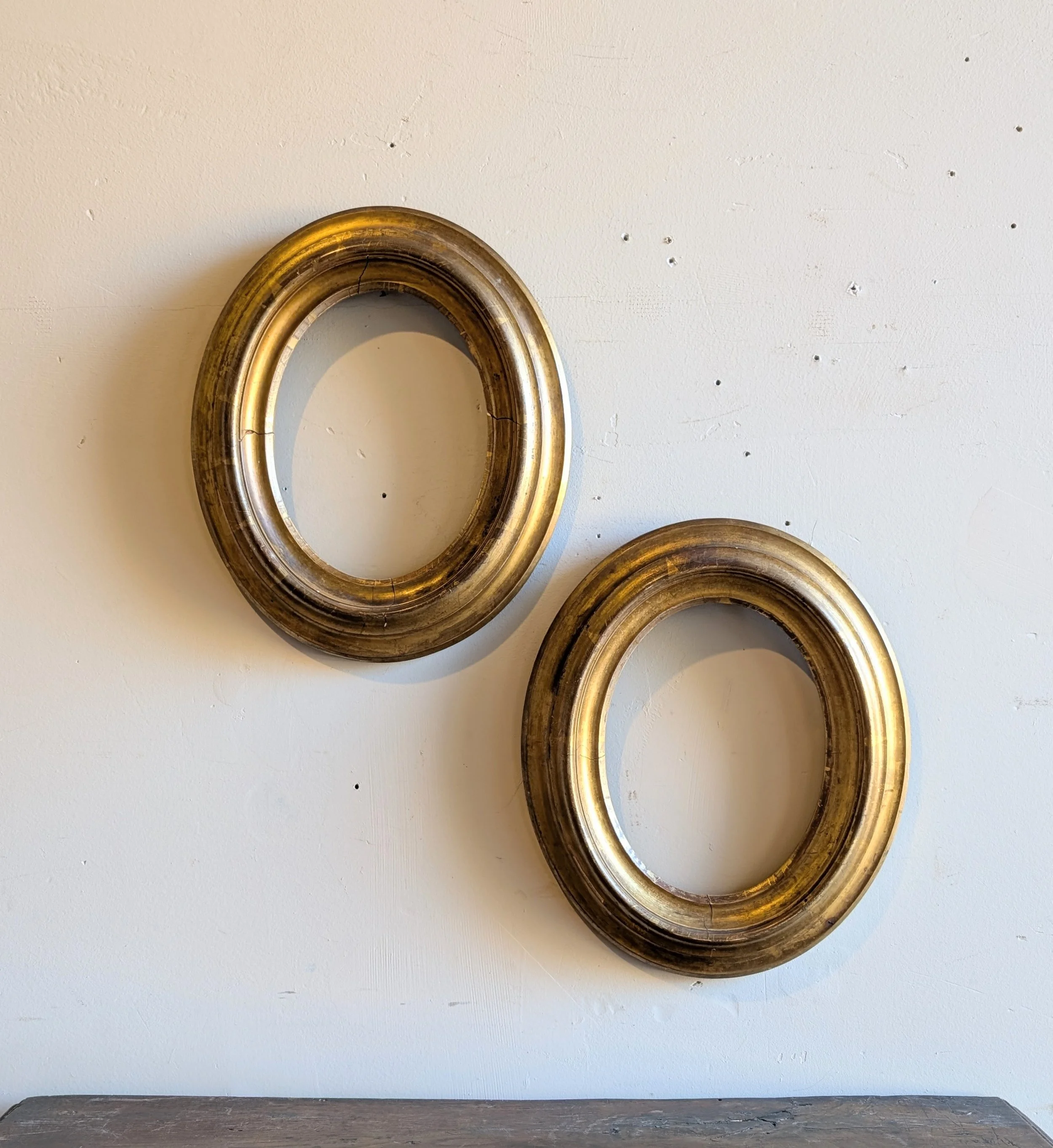 Matched Pair of Oval Lemon Gold Frames