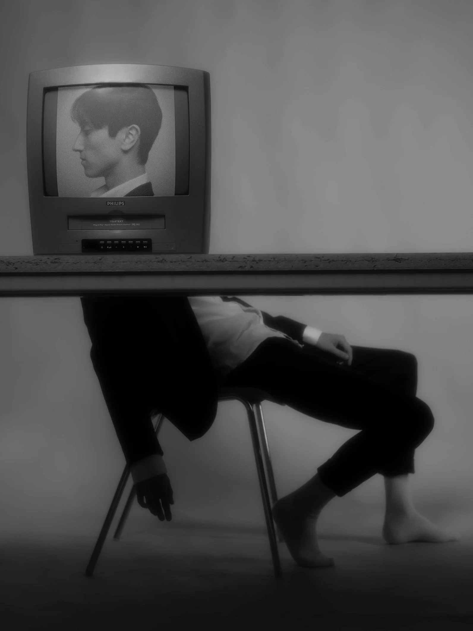 Creatief Studio Portret Zwart Wit Met TV