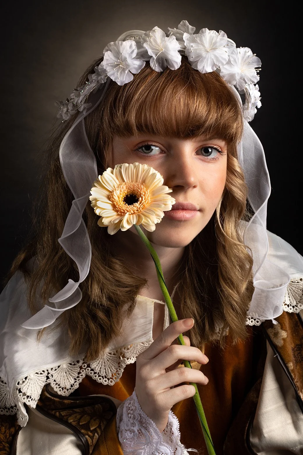 Studio Portret Oude Meesters Met Bloem