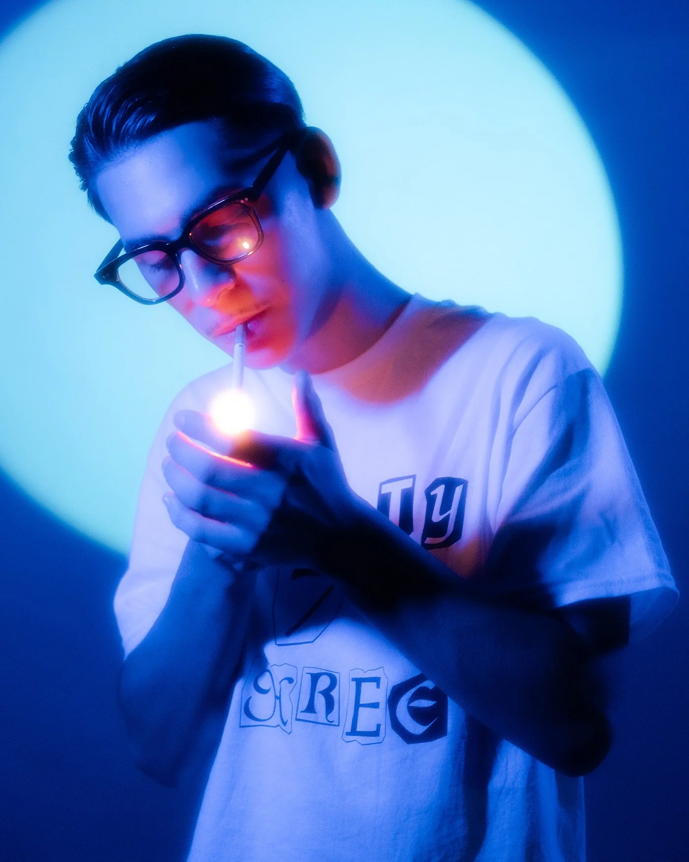 Studio Portret Blauw Licht Close