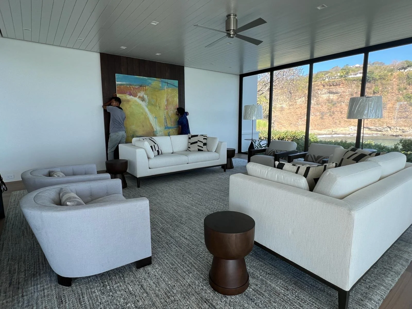 Large abstract painting yellow commission luxury home