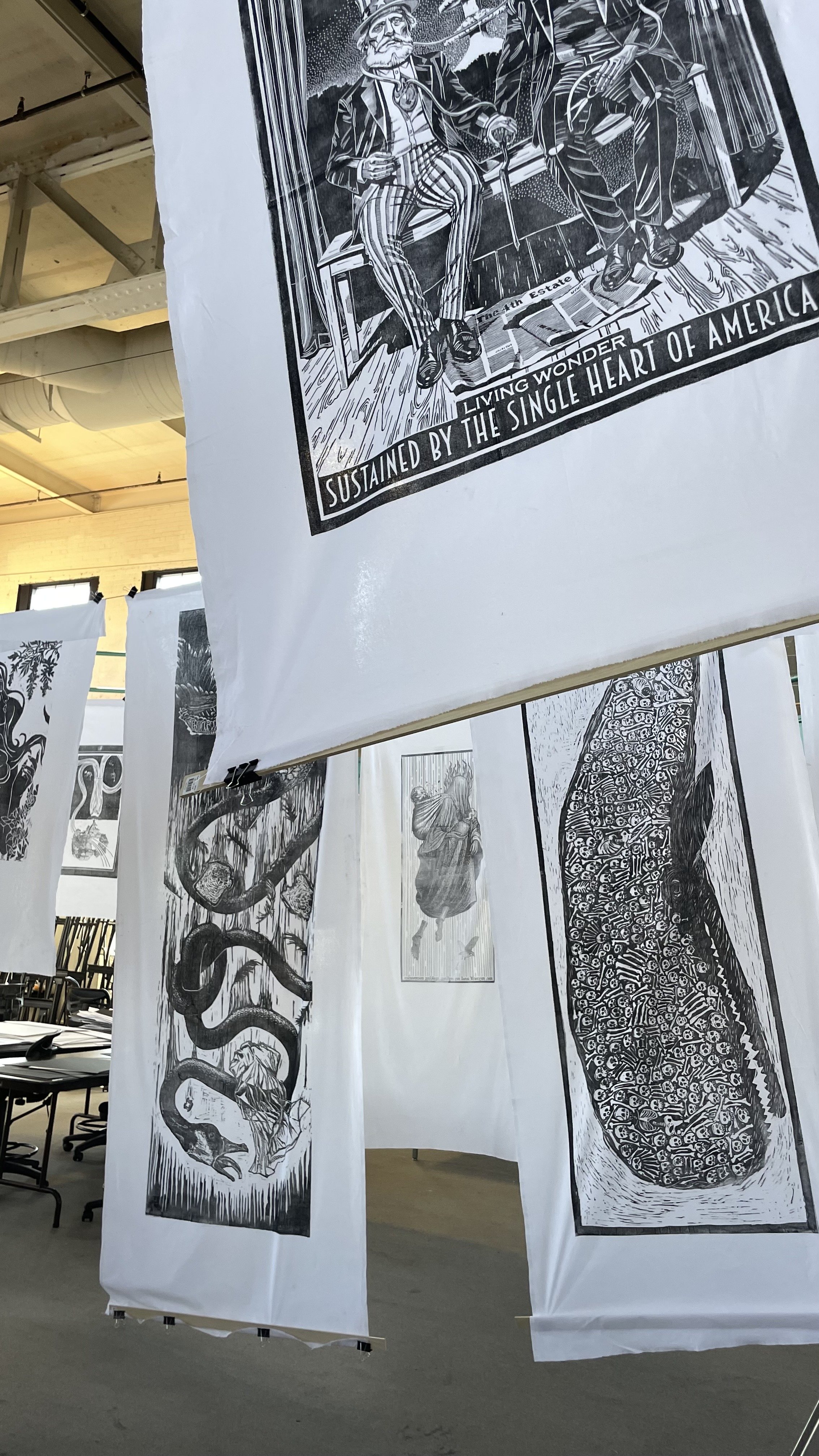 "Screaming Birds," Drying, University of Michigan-Flint Northbank Center