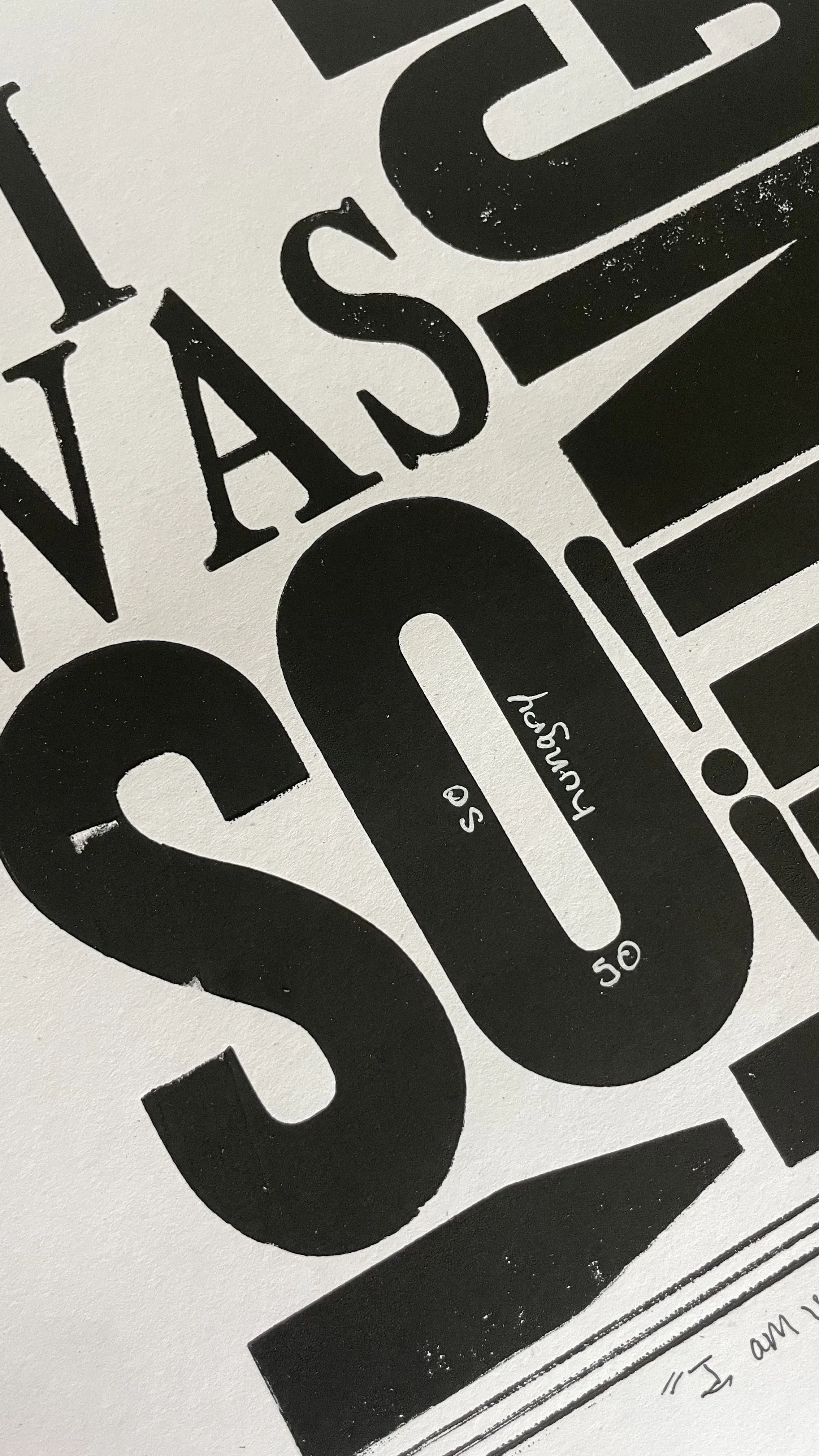 Detail: "I am very pleased..," 2025. Letterpress and Handwritten Elements