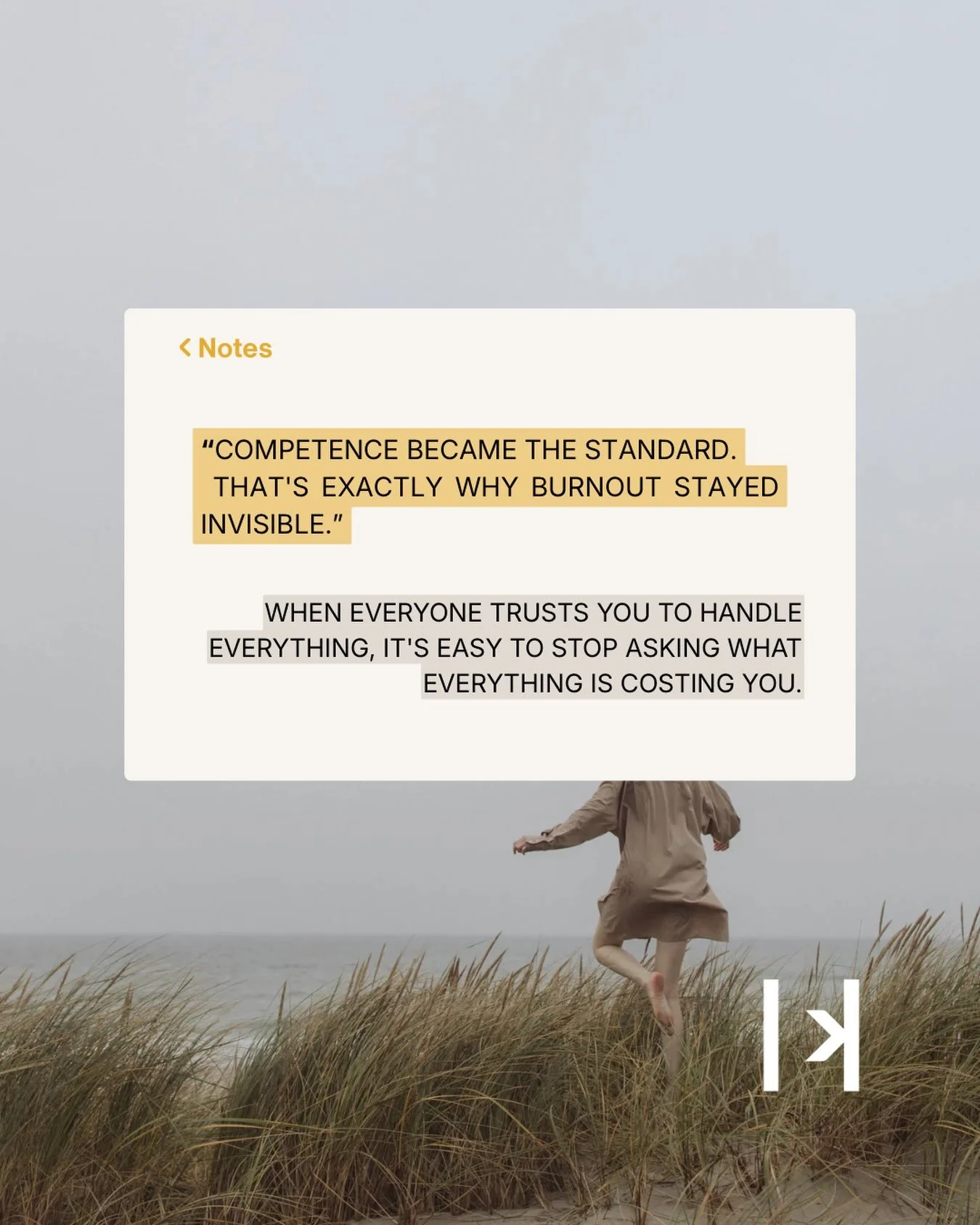 There&rsquo;s a particular kind of burnout that develops in highly capable women, not because they can&rsquo;t cope, but because they&rsquo;ve become exceptionally good at it.

They anticipate what&rsquo;s coming, remember what others miss, carry the