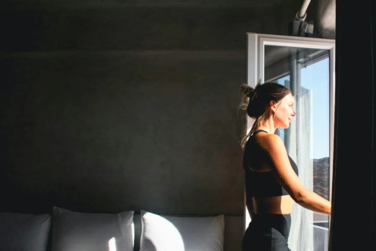 A woman staring out the window