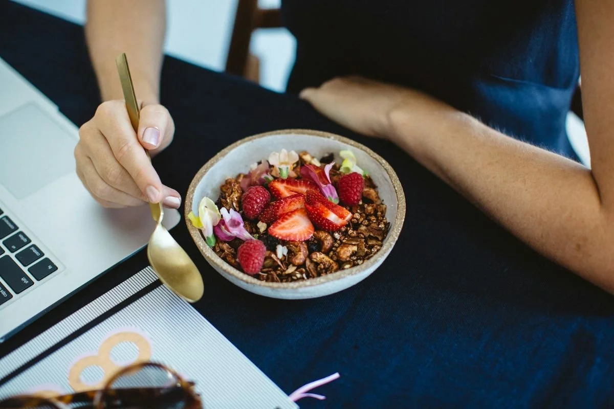 Strawberry with nuts in a bowl