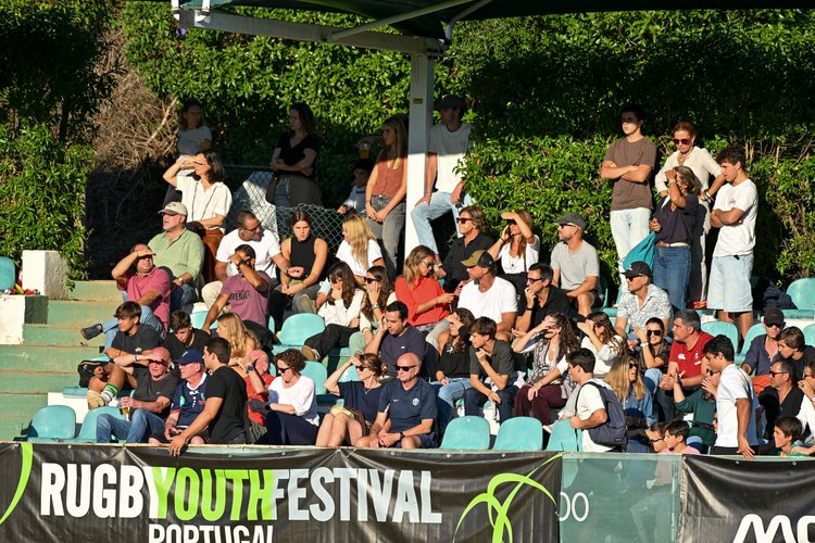 Spectators watching matches from the stands during the Portugal Rugby Youth Festival Autumn Series.