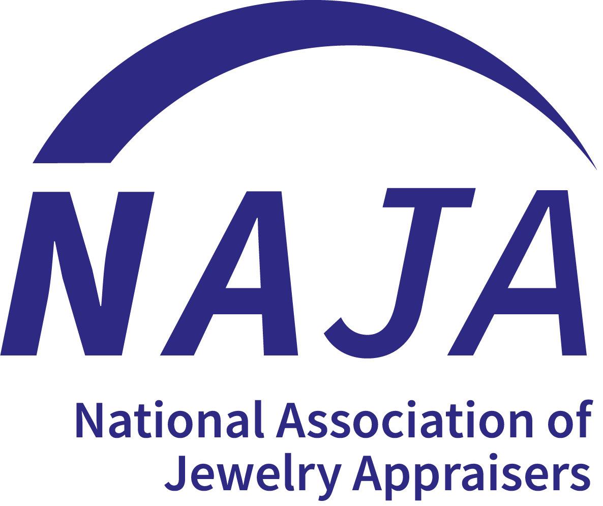 Logo of the National Association of Jewelry Appraisers (NAJA), featuring a stylized arch and the text 'NAJA' with the full name below.