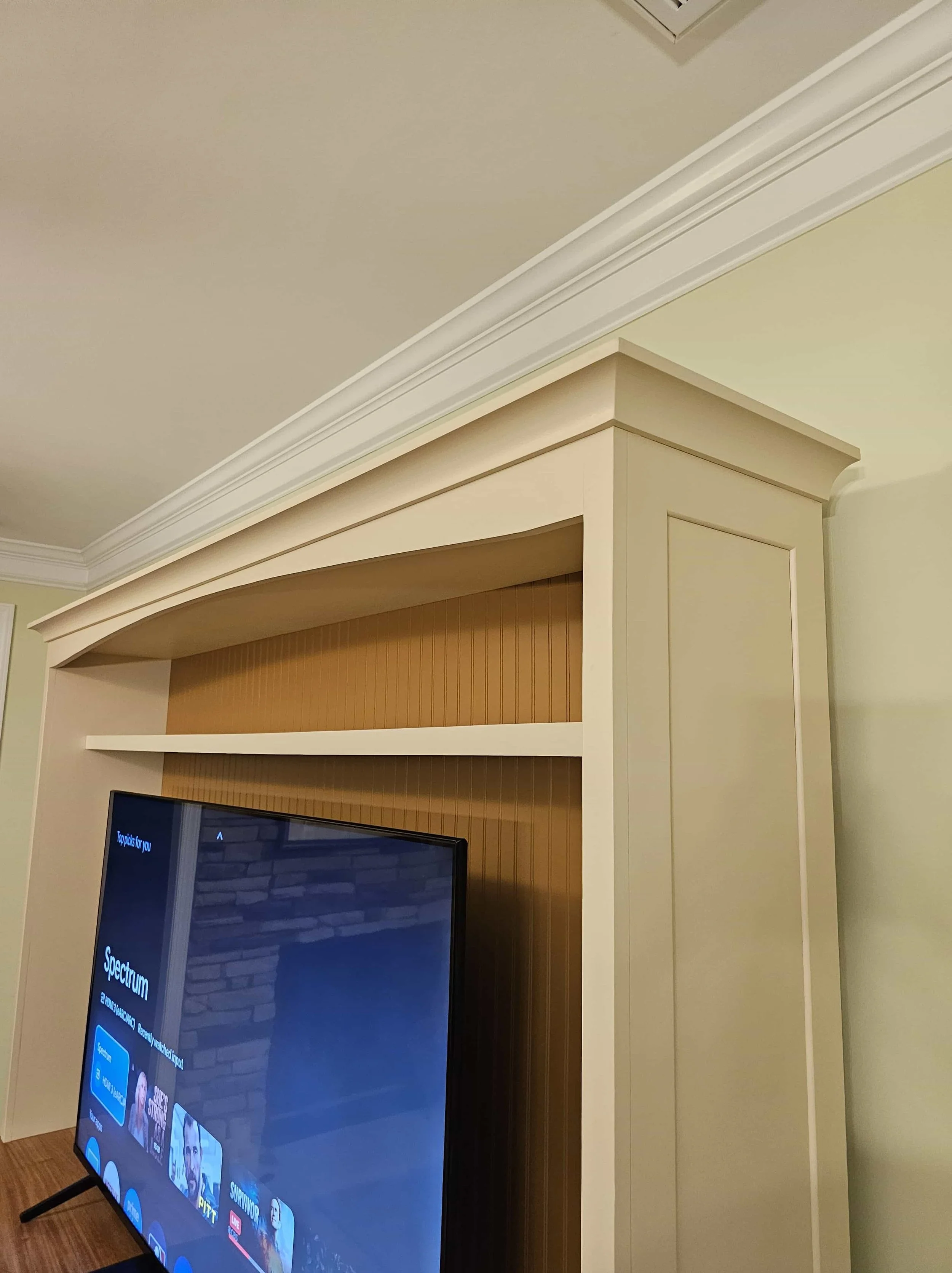 Custom entertainment center w Mahogany Top & custom side panels