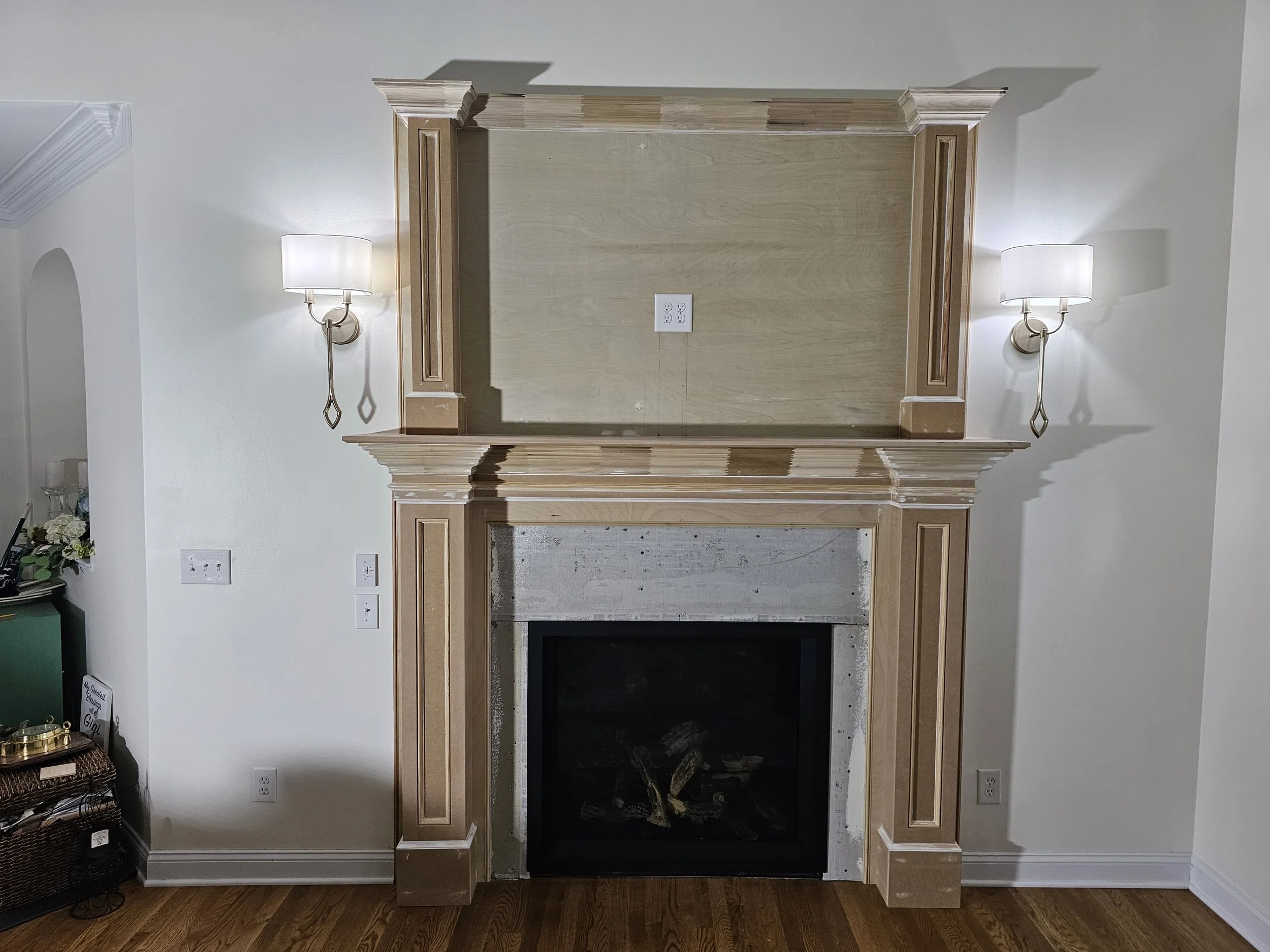 Custom fireplace surround before paint - Greensboro NC