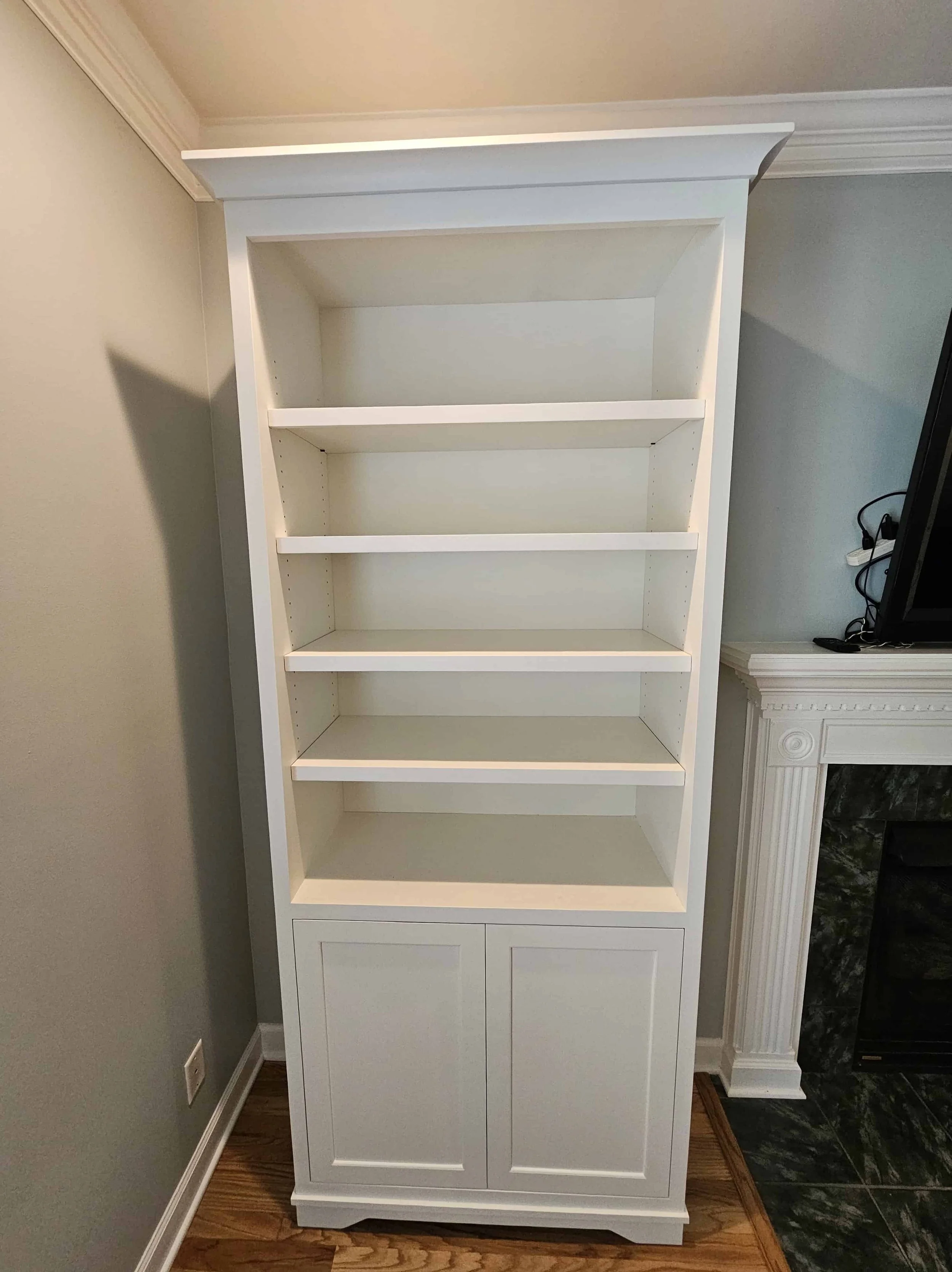 Front view of custom bookcase