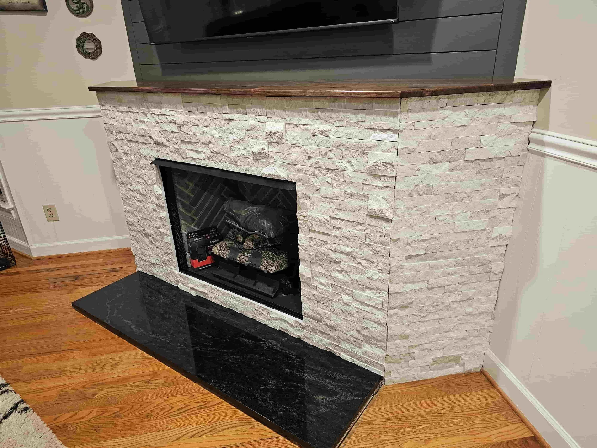 Finished fireplace remodel