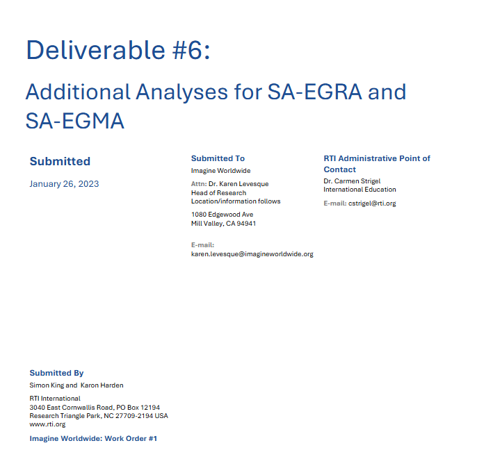 Additional Analyses for SA EGRA and EGMA