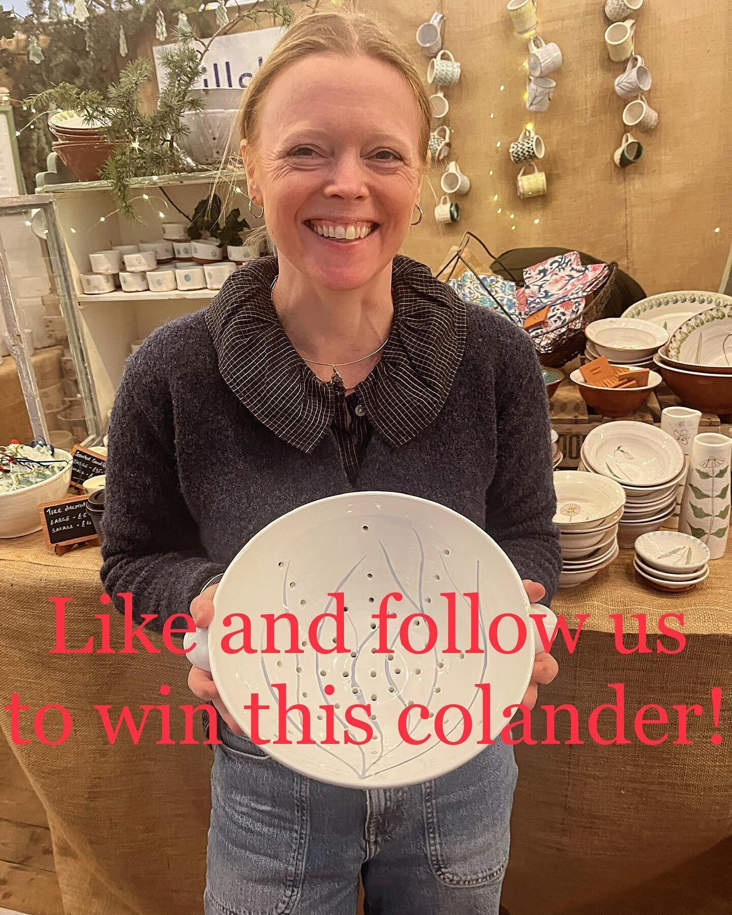 Come and see us at the #wealdentimesmidwinterfair today, Friday or Saturday - and have a chance to win this colander (modelled by the potter) - just like this post and follow us. Winner to be selected at random will be announced at the end of the sho