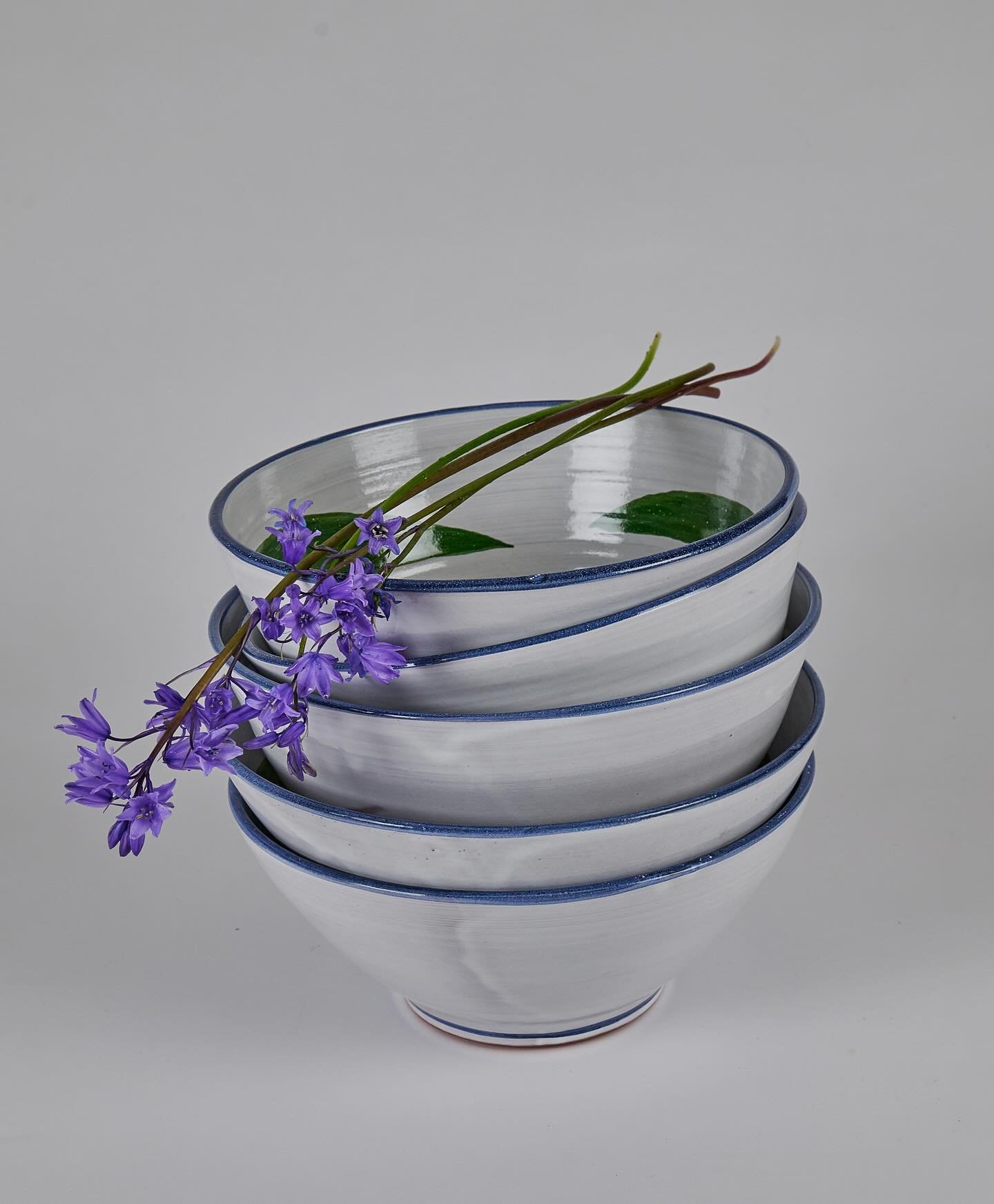 Living in the countryside is a continuous enjoyment . Our studio is nestled deep into our garden with a array of beautiful herbaceous planting beyond the window. Creativity is never lacking. This is a small series which screams summer with its cool w