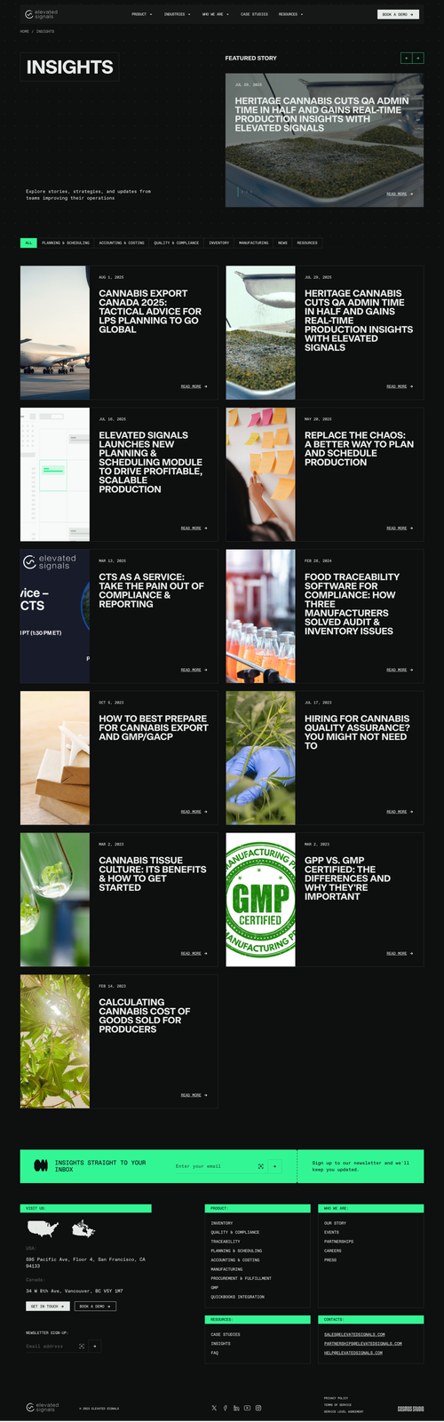Image of the B2B company's current Insight web page on that closely resembles the wireframe.