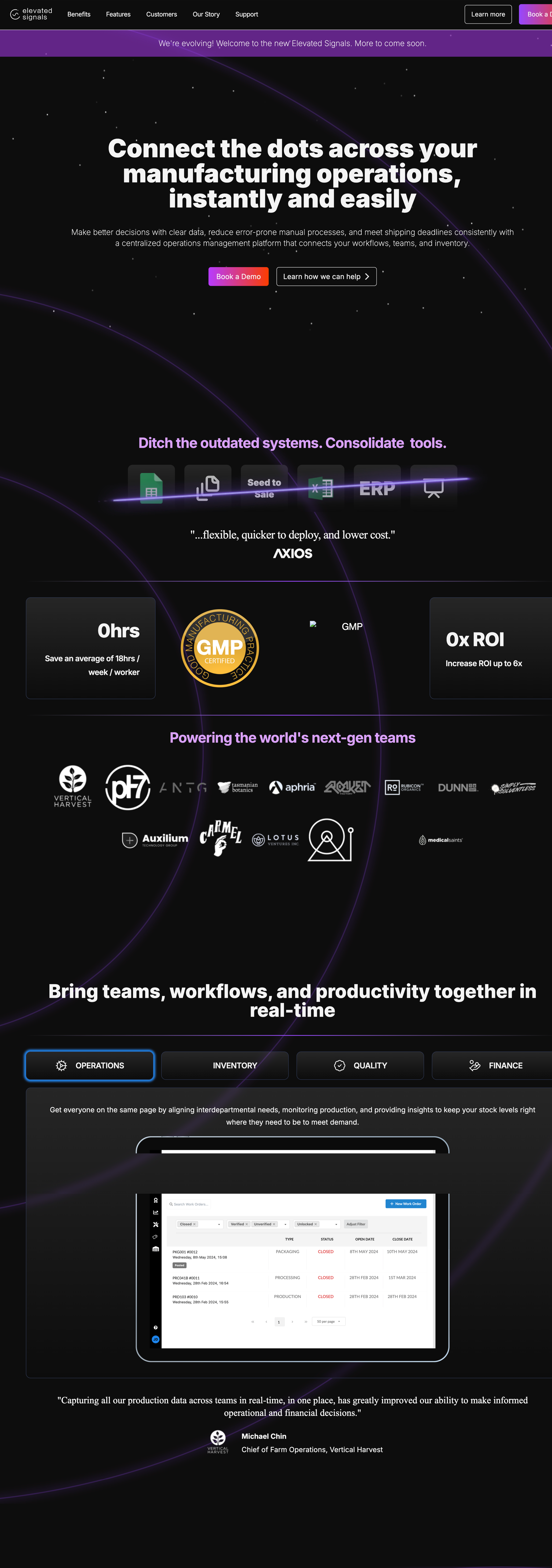 Image of the previous version of the B2B landing page. Includes large hero, logos, and limited details.