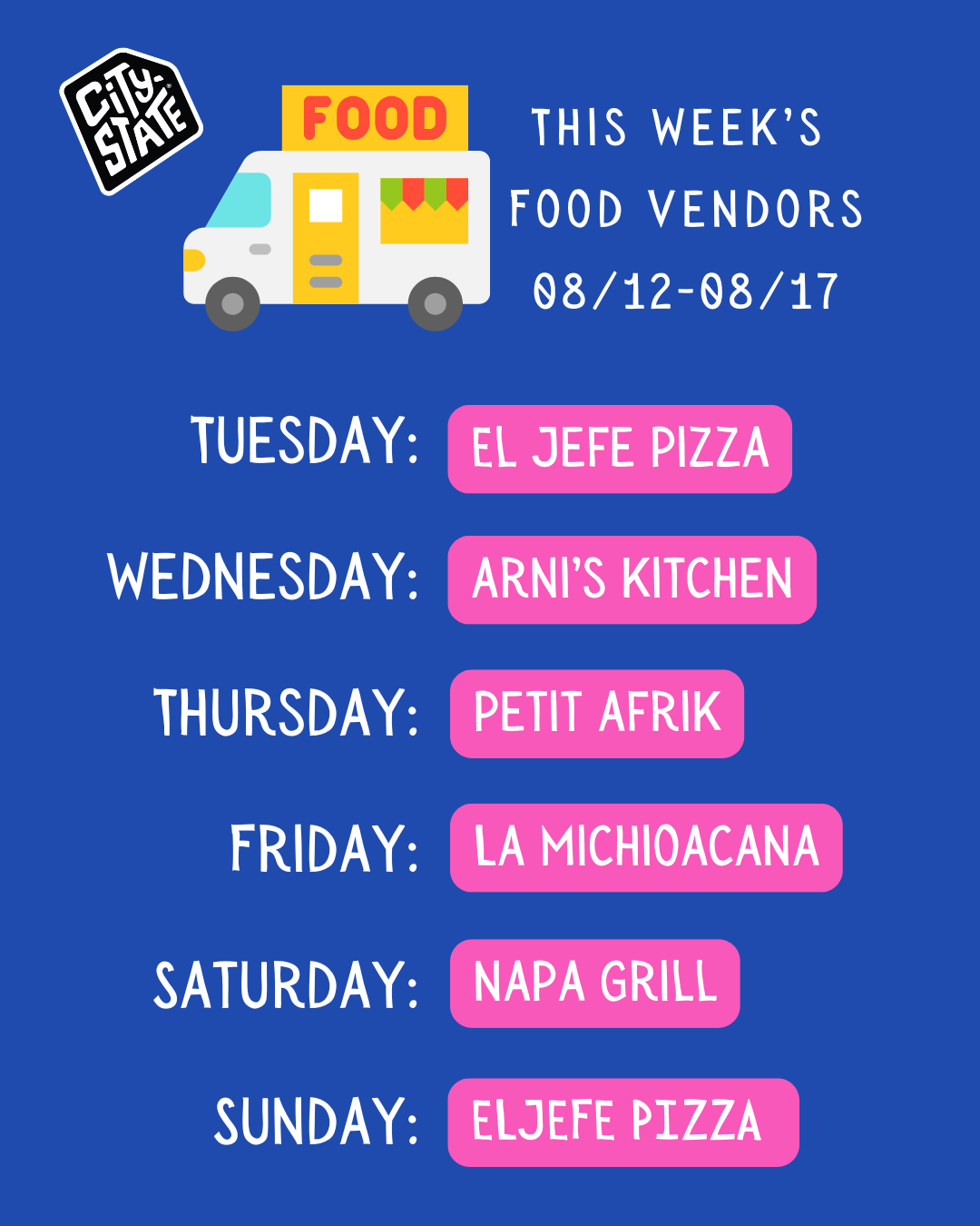 This Week's Food Vendors