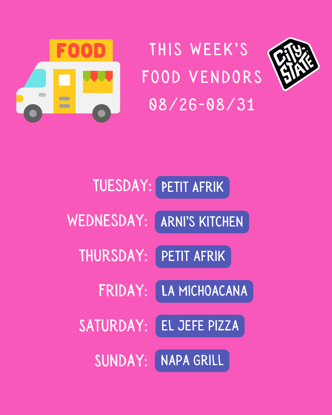 Food Vendors This Week