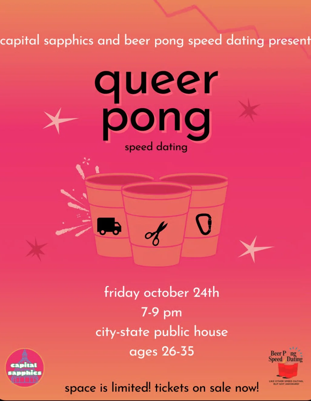 Capital Sapphics and Beer Pong Speed Dating Present QUEER PONG!