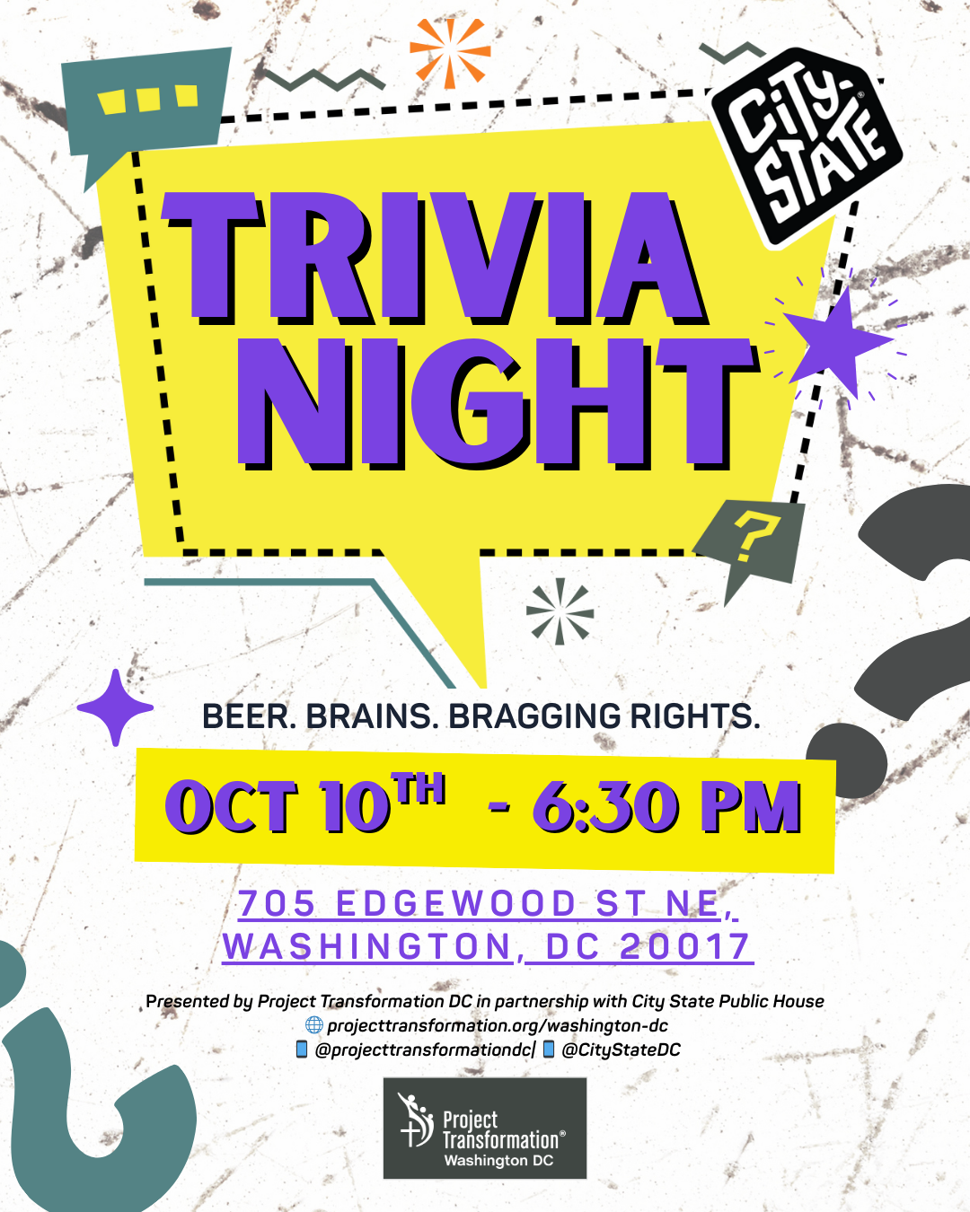 Project Transformation DC with City-State Presents Trivia Night!!
