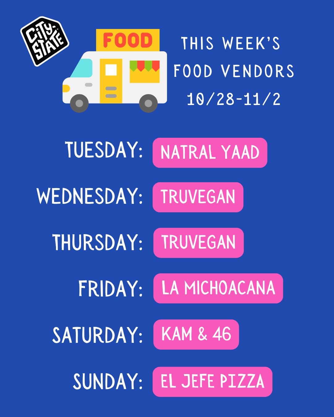 This Week's Food Vendors