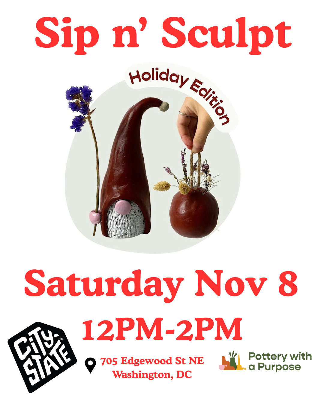 Sip n Sculpt w/ Pottery with a Purpose