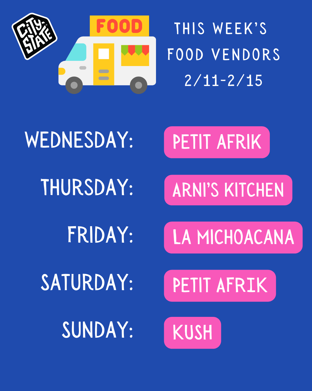 This Week's Food Vendors 