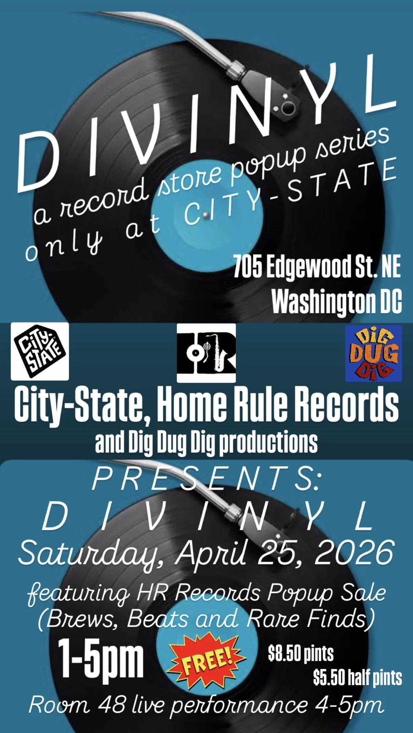 City-state, Dig dug dig, &amp; Home rule records presents: Divinyl Day! Record Pop Up Market w/ HR Records