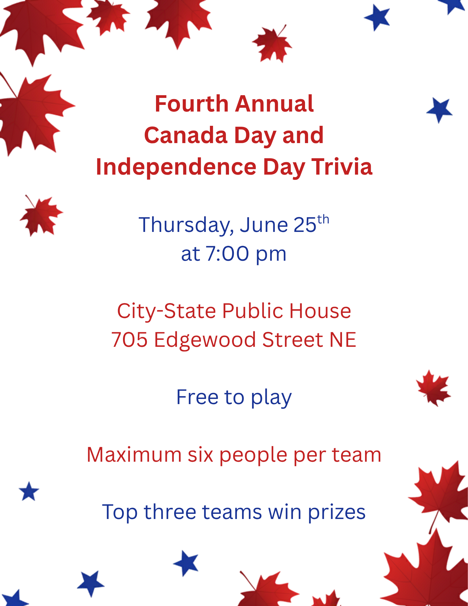 FREE: CANADIAN TRIVIA NIGHT