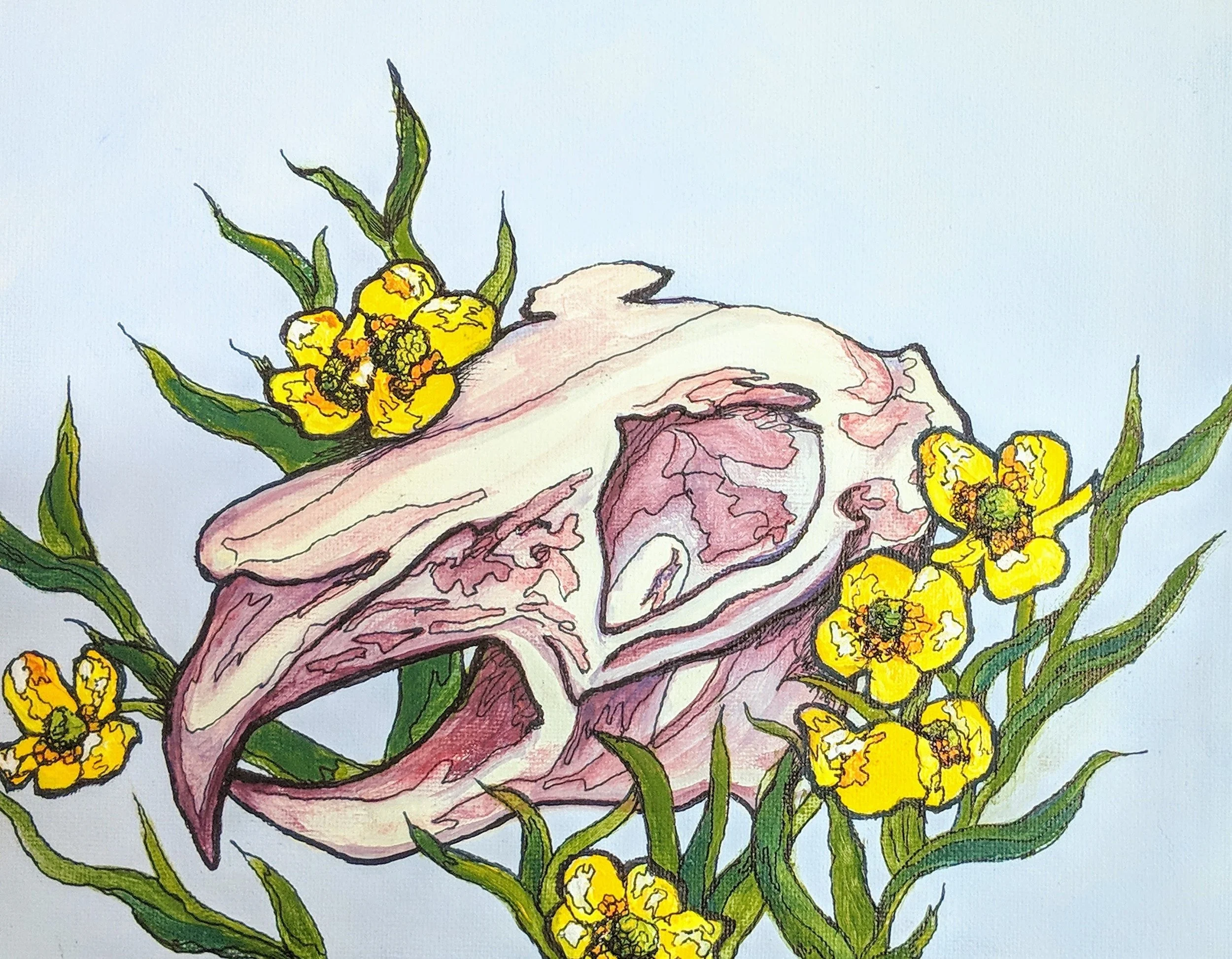 Acrylic and Ink on Canvas Panel, 2019