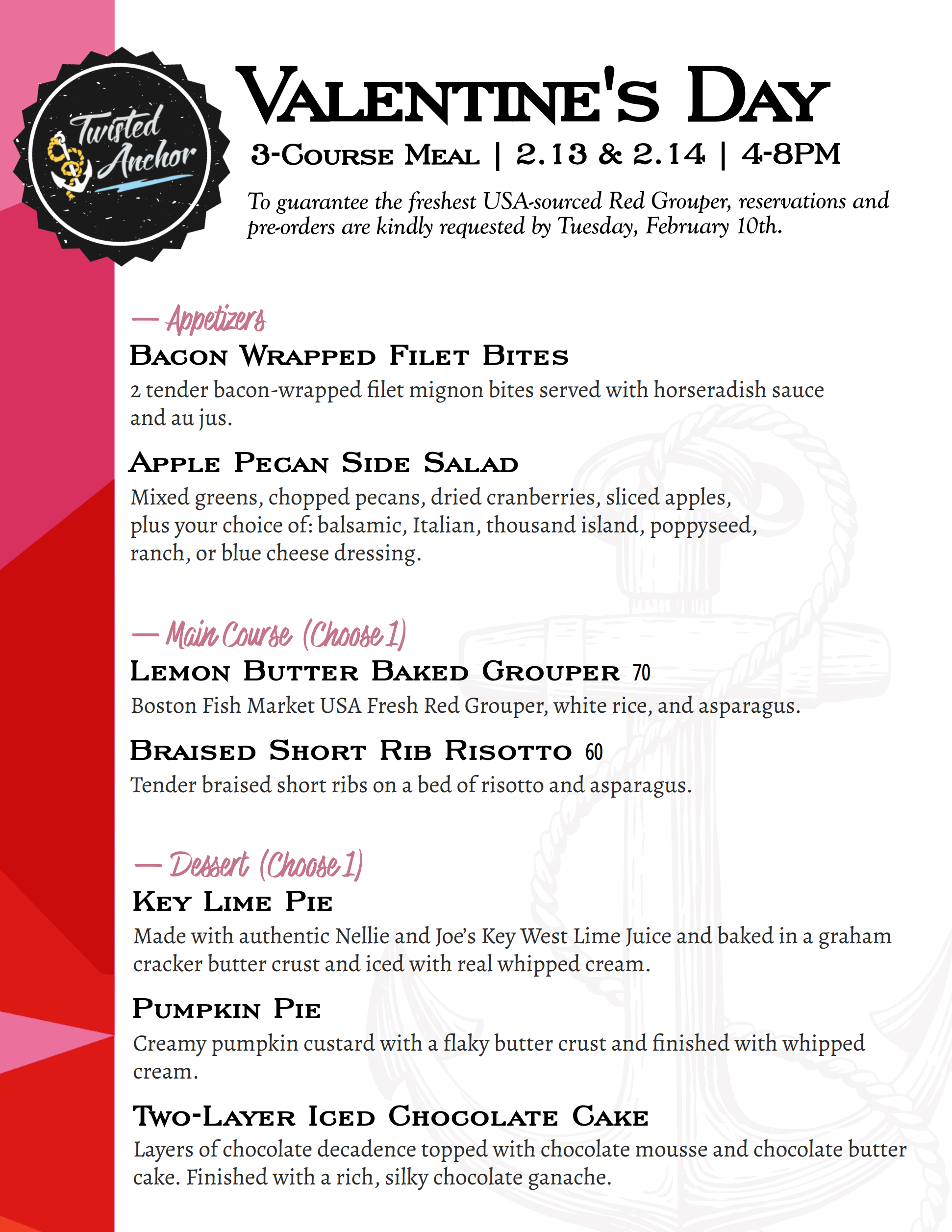 Valentine's Day 3-Course Meal