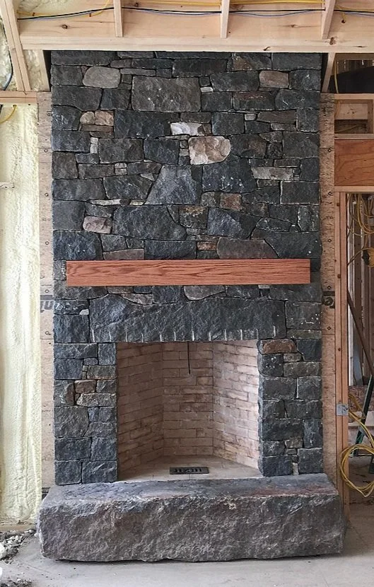 Custom stone fireplace